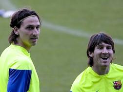 Ibra e Messi ai tempi del Barcellona. Afp  
