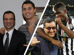 Jorge Mendes con Cristiano Ronaldo e Mino Raiola con Paul Pogba