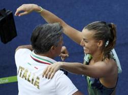 Giorgio e Tania Cagnotto dopo il bronzo olimpico. Reuters