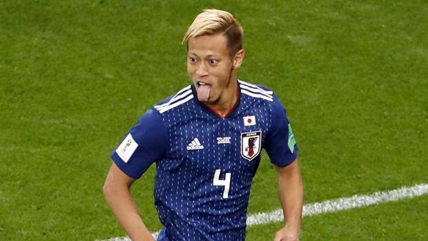 Honda esulta dopo il gol del 2-2. Epa Honda esulta dopo il gol del 2-2. Epa