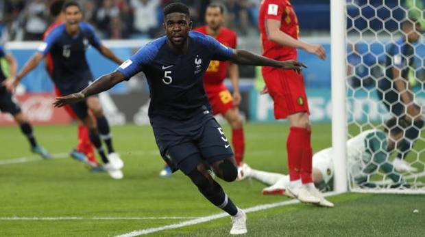 Umtiti esulta dopo il gol. Ap Umtiti esulta dopo il gol. Ap