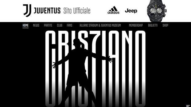 La home page del sito ufficiale della Juve con la notizia dell'arrivo di Ronaldo