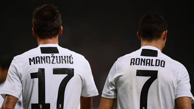 Mandzukic e Ronaldo, i due protagonisti della vittoria della Juventus a San Siro. Afp