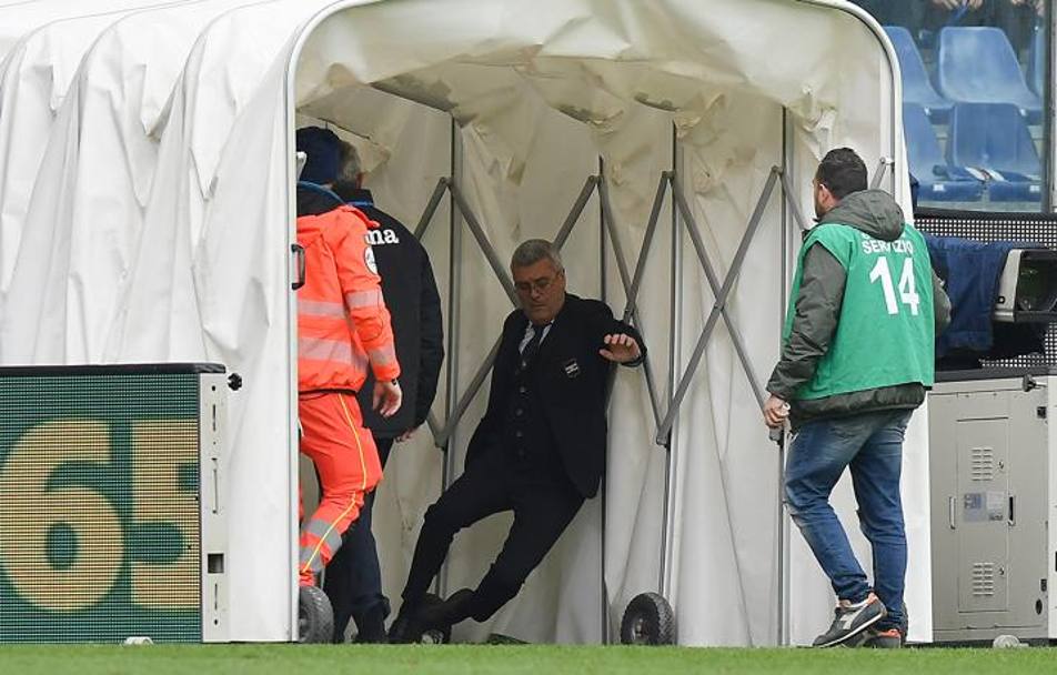 Il momento del contatto tra Gasperini e Ienca. Lapresse