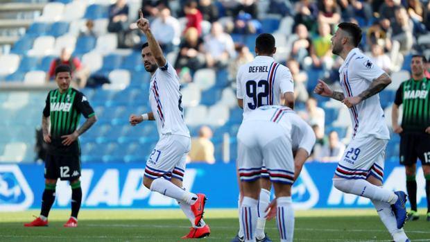 Quagliarella esulta dopo il gol. Ansa Quagliarella esulta dopo il gol. Ansa