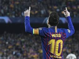 Lionel Messi esulta al Camp Nou. LaPresse
