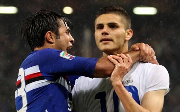 Icardi festeggia con Eder ai tempi della Sampdoria un gol segnato alla Juventus nel 2013 (LAPRESSE) 