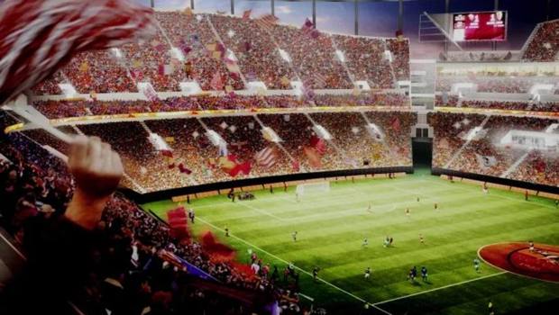 Uno scatto del rendering del progetto per il nuovo stadio della Roma 