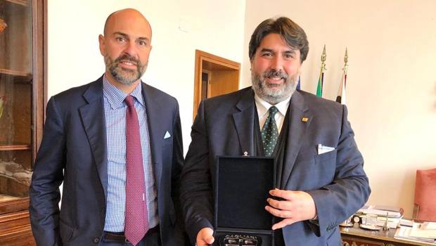 Tommaso Giulini col presidente delle Regione sarda Christian Solinas 