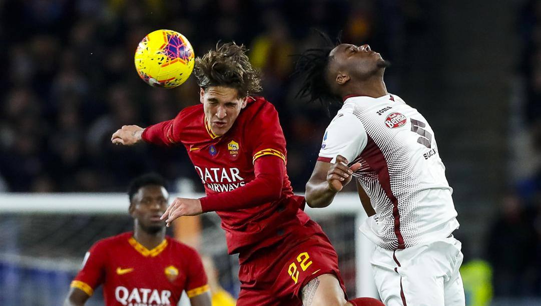 Zaniolo in azione contro il Torino 