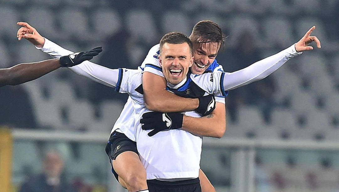 Josip Ilicic festeggia uno dei suoi gol. Epa 