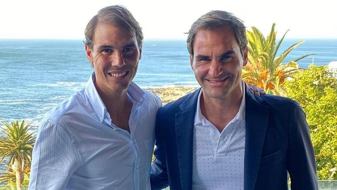 Rafa Nadal e Roger Federer insieme in Sudafrica per la sfida benefica di stasera. Foto dal profilo Instagram di @rafaelnadal 