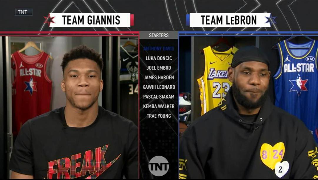 La scelta delle squadre in diretta tv con Giannis Antetokounmpo e LeBron James 
