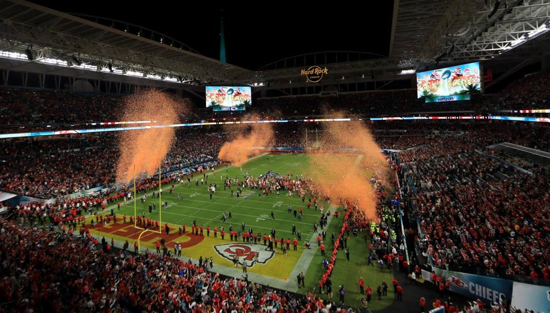Panoramica dell'Hard Rock Stadium di Miami dopo il successo dei Chiefs nell'ultimo Super Bowl. Afp 