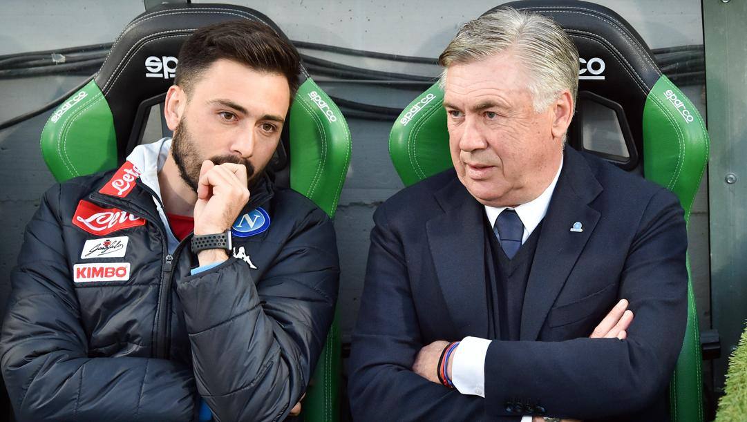 Davide e Carlo Ancelotti ai tempi del Napoli. LaPresse 