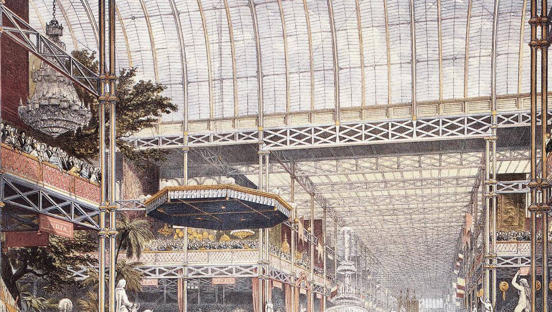 Un'immagine del Palazzo di Cristallo, costruito a Londra per l'Esposizione universale del 1851 e a cui il Crystal Palace deve il nome 