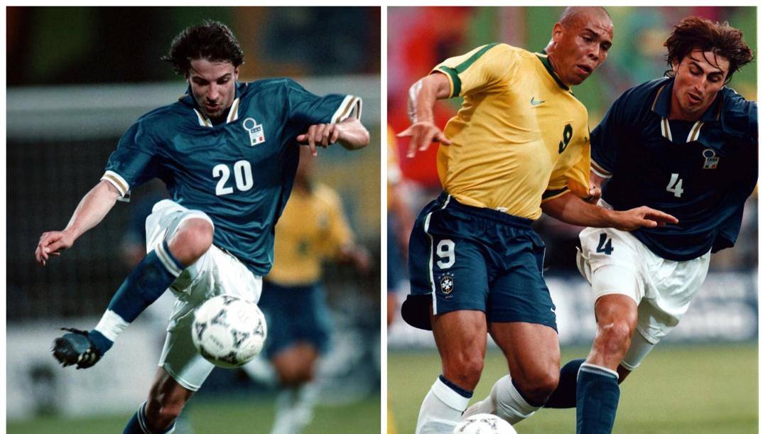 Alessandro Del Piero e Ronaldo, marcato da Dino Baggio, quell'8 giugno 1997. Richiardi 