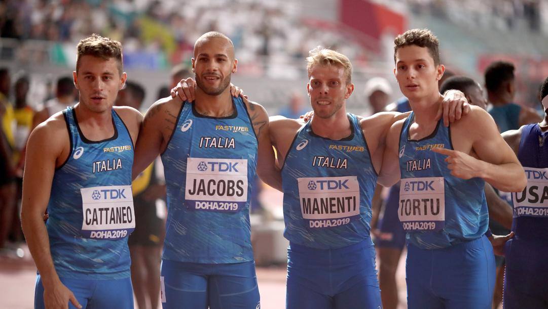 Cattaneo, Jacobs, Manenti, Tortu: la 4x100 ai Mondiali di Doha COLOMBO 