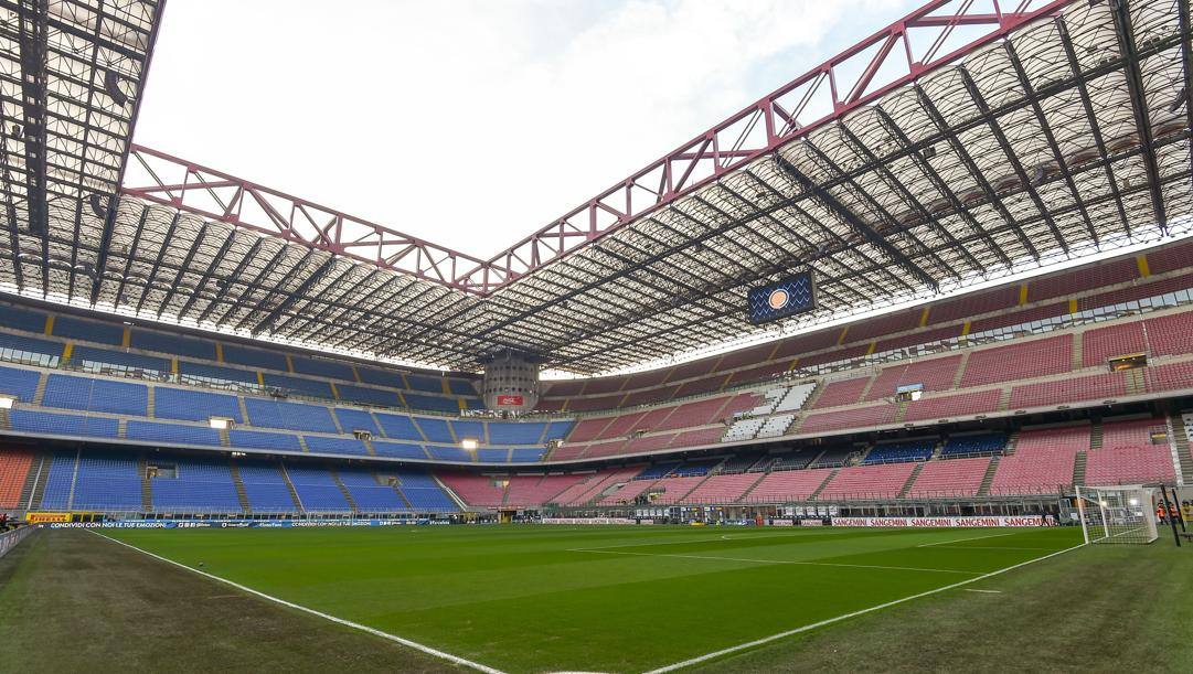 Lo stadio di San Siro senza pubblico. LaPresse 