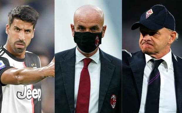 Da sinistra, Sami Khedira, 33 anni, Stefano Pioli, 54, e Giuseppe Iachini, 56.