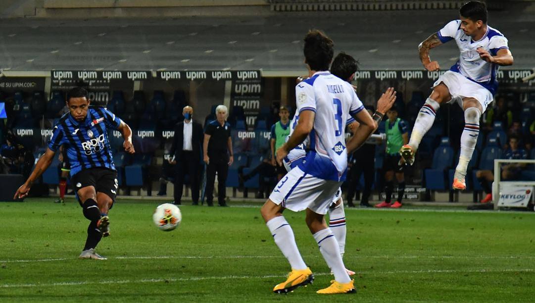 Il 2-0 di Luis Muriel, 29 anni, contro la Sampdoria. Ansa 
