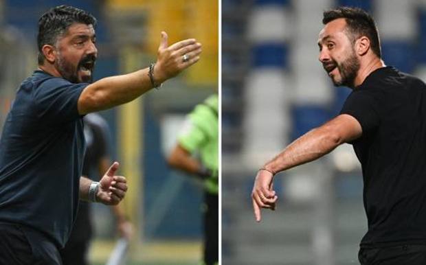 Rino Gattuso e Roberto De Zerbi. Lapresse 