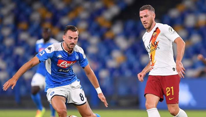 Jordan Veretout contro Fabian Ruiz, futuri compagni al Napoli? Lapresse 