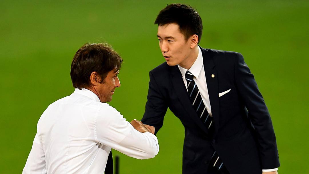 Antonio Conte e il presidente dell'Inter Steven Zhang. Getty 