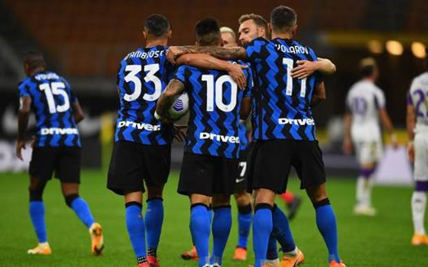 L'Inter festeggia l'1-0. Getty