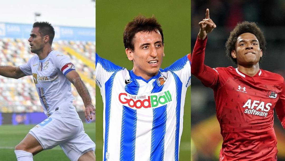 Da sinistra a desta Andrijasevic (Rijeka), Oyarzabal (Real Sociedad) e Calvin Stengs (AZ Alkmaar) 