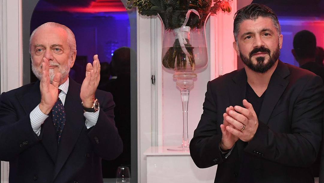 Aurelio De Laurentiis e Gennaro Gattuso. Getty Images 