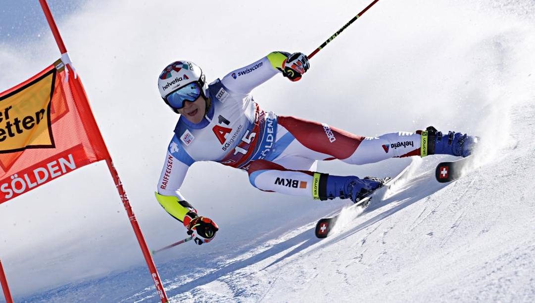 Lucas Braathen in azione a Soelden. Getty 