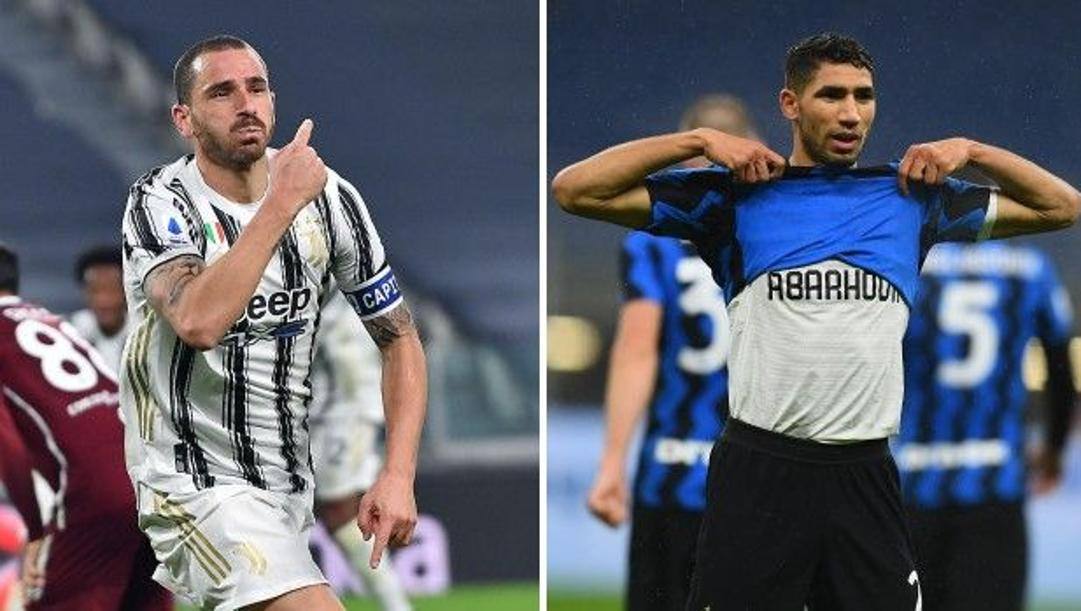 Leonardo Bonucci e Achraf Hakimi, protagonisti delle vittorie di Juve e Inter 