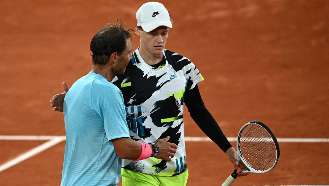 Rafael Nadal, 34 anni, e Jannik Sinner, 19. Afp 