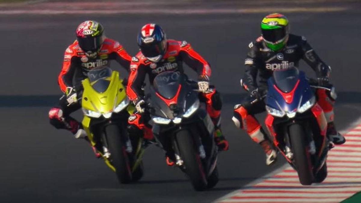 Aprilia RS 660, gli assi della MotoGP in pista con la piccola peste: il video