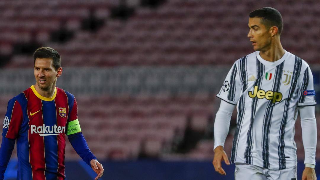 Leo Messi e Cristiano Ronaldo nell'ultimo Barça-Juve (AP) 