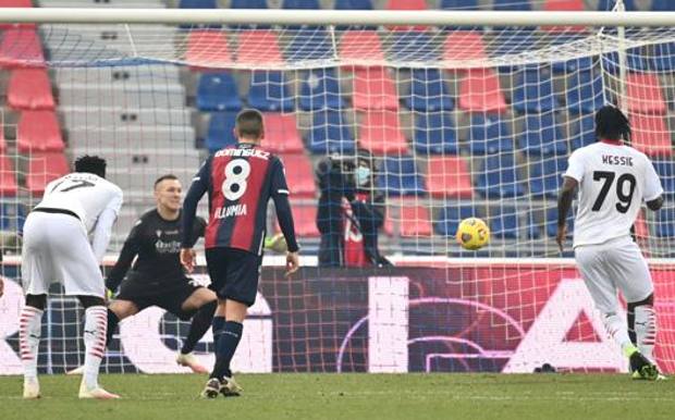 Franck Kessie realizza il secondo gol del  Milan. LaPresse 