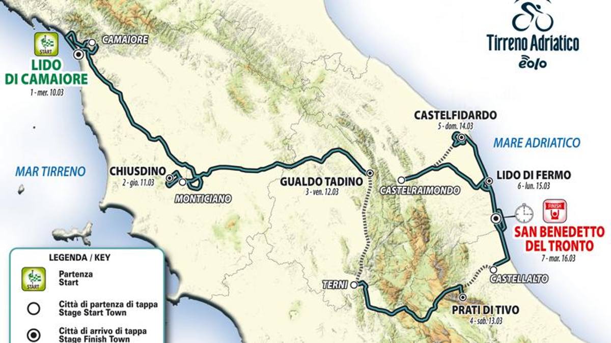 Da Lido di Camaiore a San Benedetto. Ecco la Tirreno-Adriatico. Nibali: “È un must”