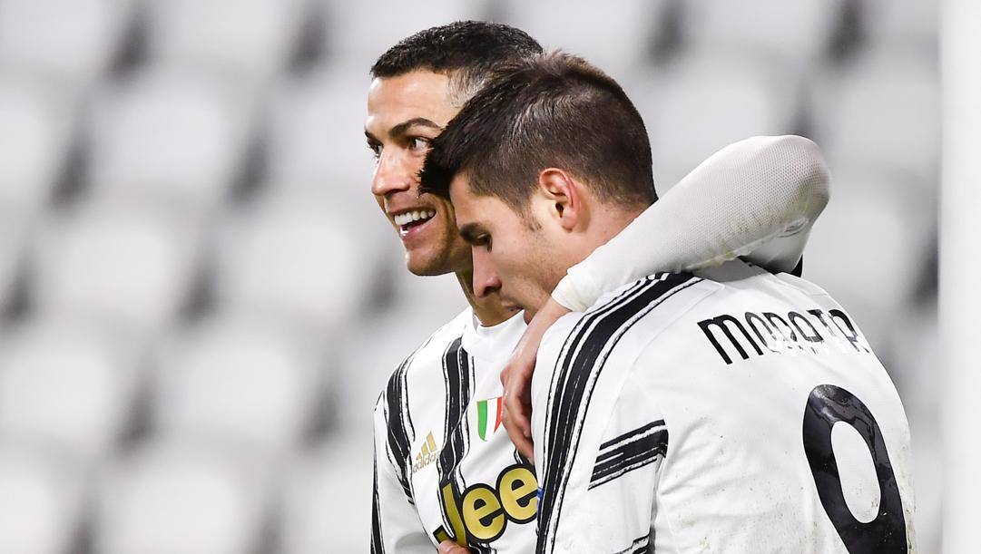 Cristiano Ronaldo e Alvaro Morata. Lapresse 