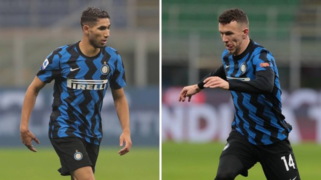 Achraf Hakimi (22 anni) e Ivan Perisic (32) esterni titolari nell'Inter. GETTY IMAGES 