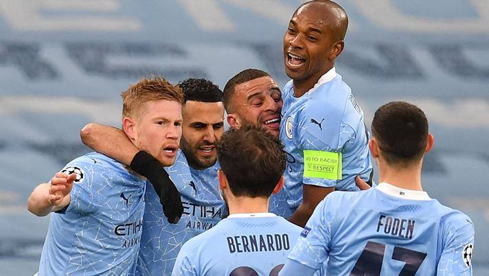 L'esultanza dei giocatori del City. Afp L'esultanza dei giocatori del City. Afp