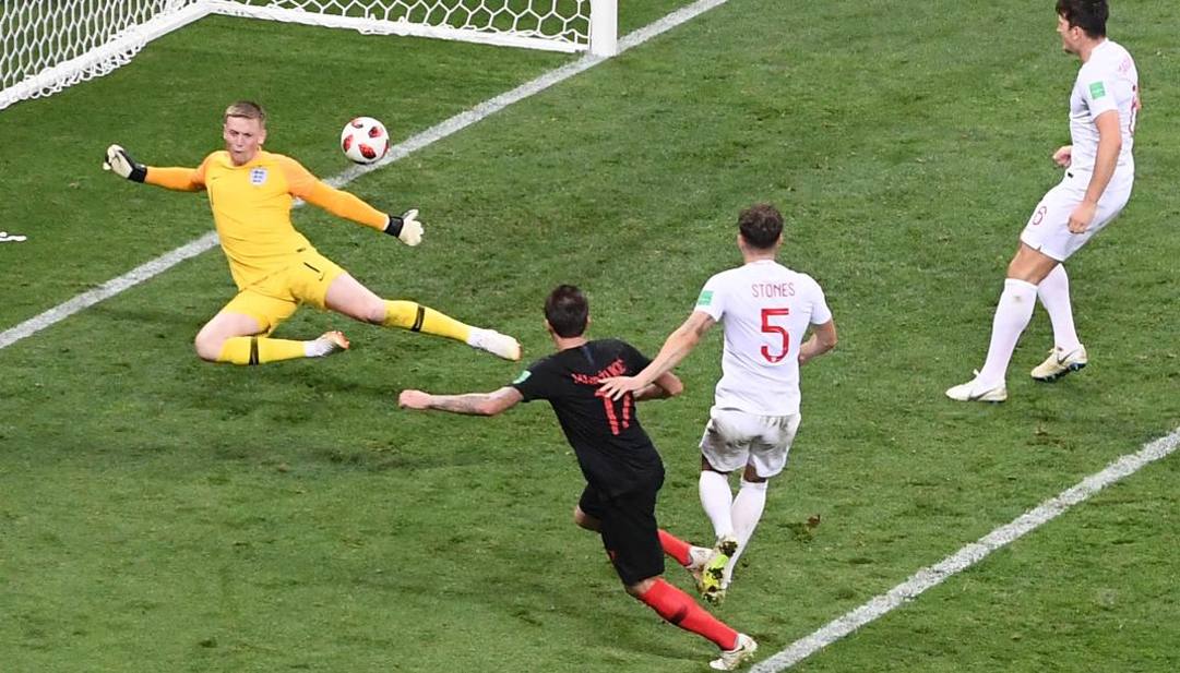 Il gol di Mandzukic nel supplementare della semifinale mondiale 2018. Afp 
