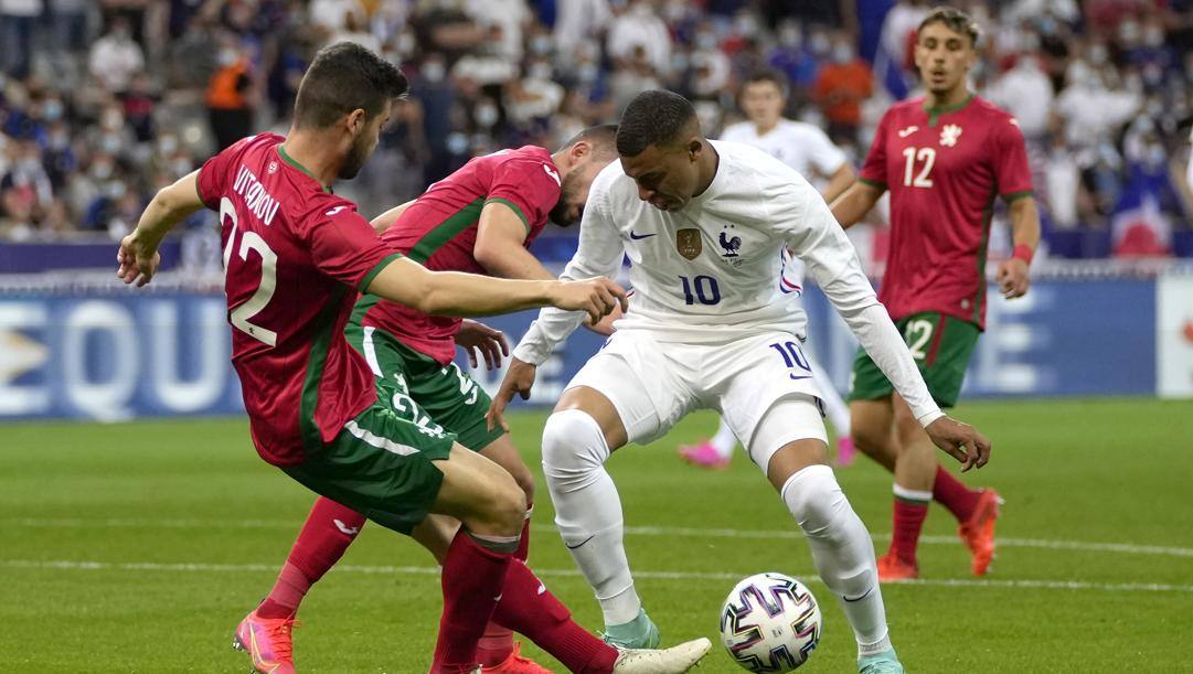 Kyllian Mbappè con la nazionale francese. Lapresse 