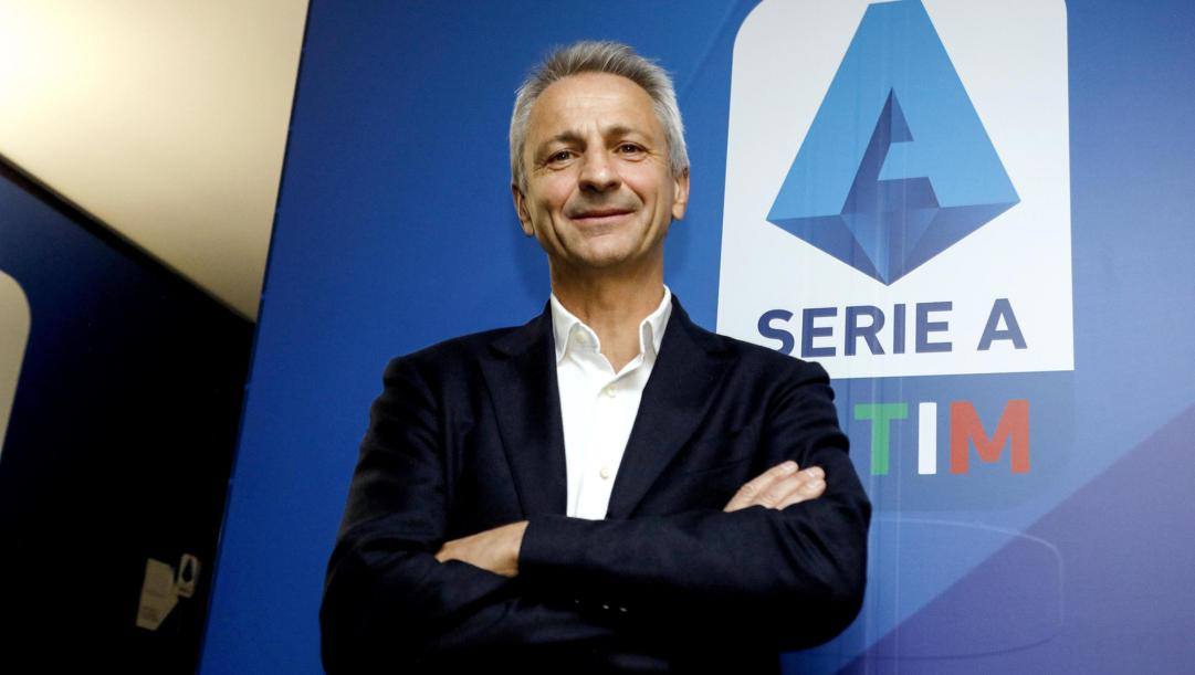 Il presidente della Lega Serie A Paolo Dal Pino, 59 anni. Ansa 