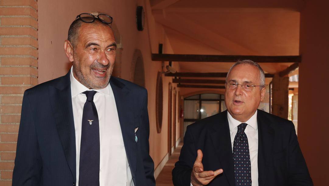 Maurizio Sarri e Claudio Lotito. Getty 