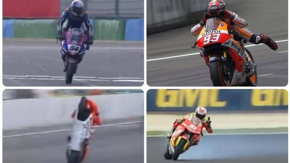 Lo stoppie di Razgatlioglu, l’impennata di Biaggi: quelle follie sul traguardo