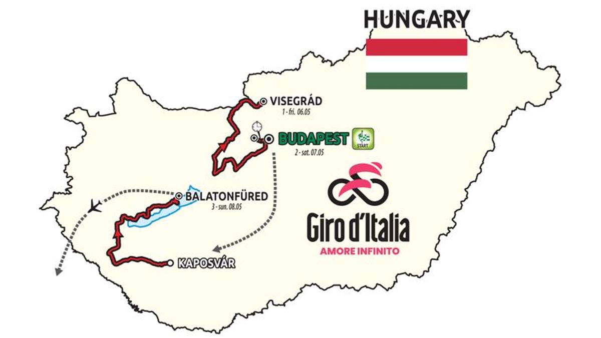 Il via da Budapest il 6 maggio: ecco le prime tre tappe del Giro 105