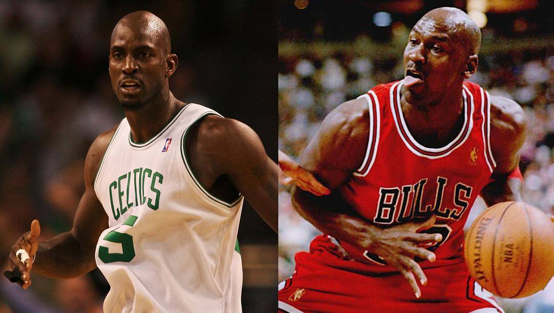 Kevin Garnett, oggi 45 ani, e Michael Jordan, 58 