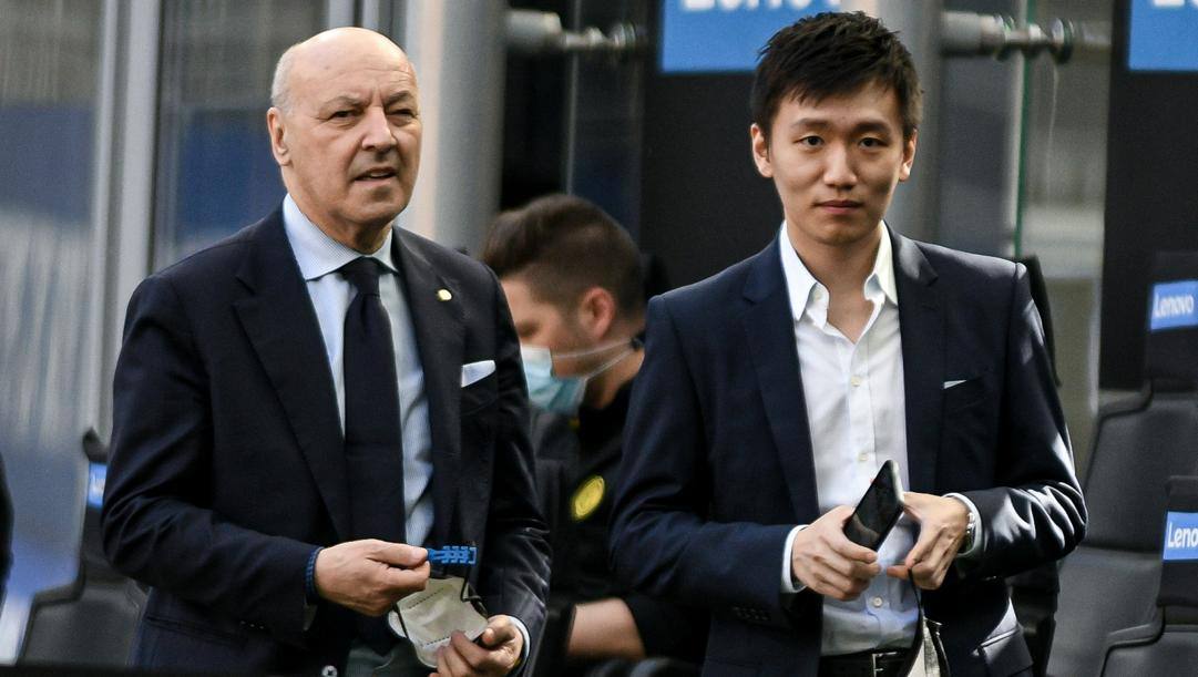 L'ad dell'Inter Beppe Marotta col presidente Steven Zhang. LaPresse 