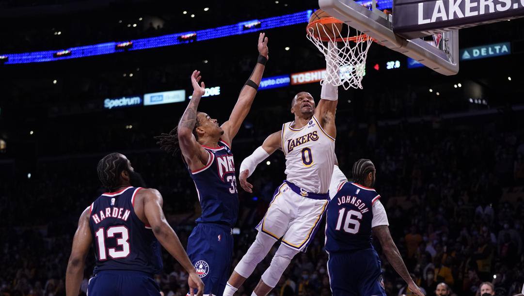 Russell Westbrook, 33 anni, prima stagione ai Lakers. LaPresse 